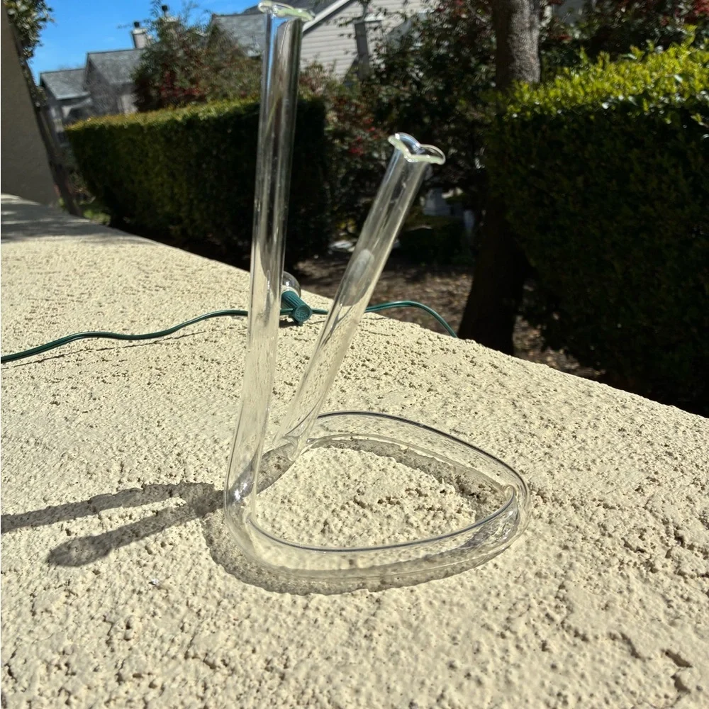 MCM Handblown Double Bud Clear Glass Vase